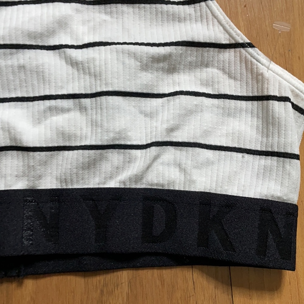 DKNY Seamless black and white rib crop‎ bralette top - Picture 3 of 7